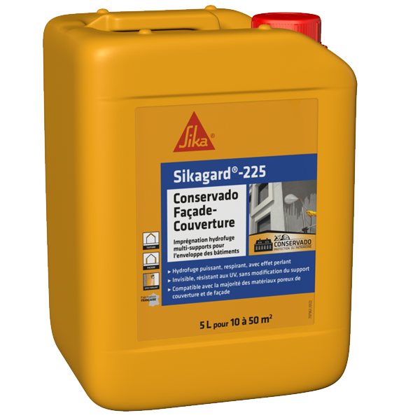 Produit Hydrofuge Et Imperméabilisant Imperméabilisant Hydrofuge Concentré Incolore - Sikagard 225 Conservado Façade-Toiture - Bidon De 5L