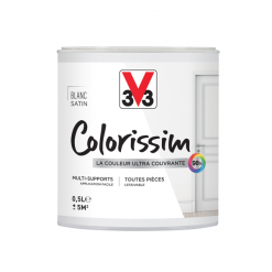 Peinture V33 Colorissim Satin Couleur Blanc Peinture Acrylique Multisupports Colorissim Satin Blanc 500ml V33