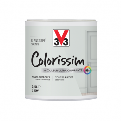 Peinture V33 Colorissim Satin Blanc Grisé Peinture Acrylique Multisupports Colorissim Satin Blanc Grisé 500ml V33