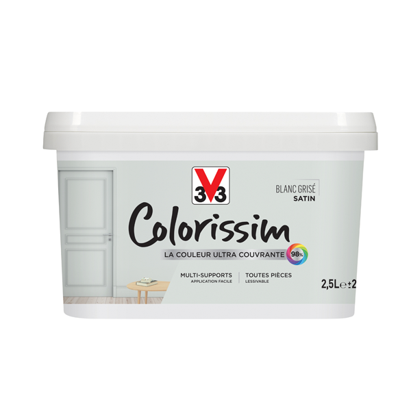 V33 Peinture V33 Colorissim Satin Blanc Grisé Peinture Acrylique Multi-supports Colorissim Satin Blanc Grisé 2.5L