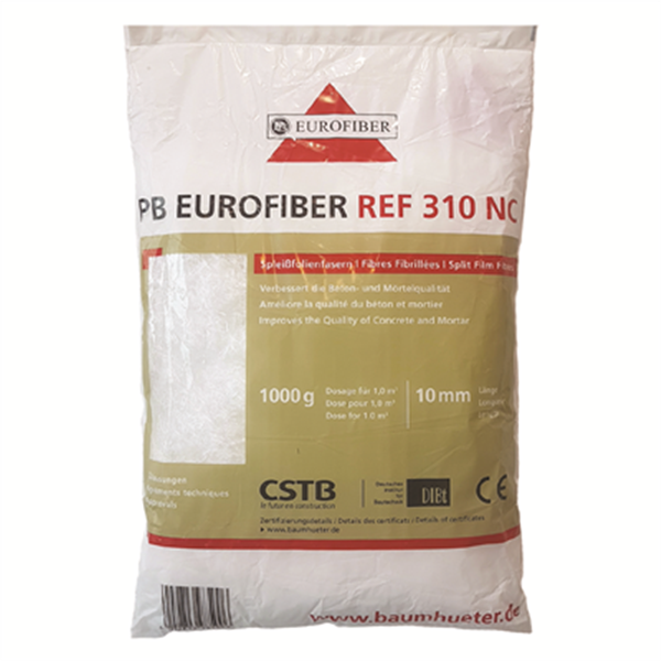 Eurofibres Baumhüter Produits Chimique Pour Le Béton Fibre Polypropylène Eurofibres 10 Mm Pour Béton Mortier Chape Sac 1 Kg – Image 2