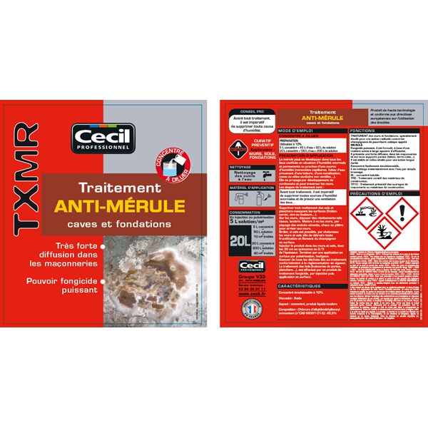 Peinture Vernis Préparation De Support Traitement Fongicide Anti-mérule Caves Fondations TXMR Cecil Pro 20L – Image 2