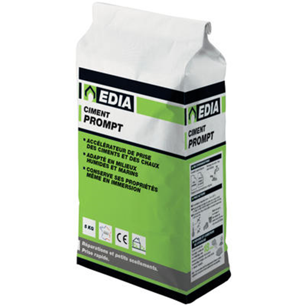 Ciment Et Mortier Ciment Prompt Naturel à Prise Rapide EDIA Sac De 5 Kg CIMPREDIA05 – Image 2
