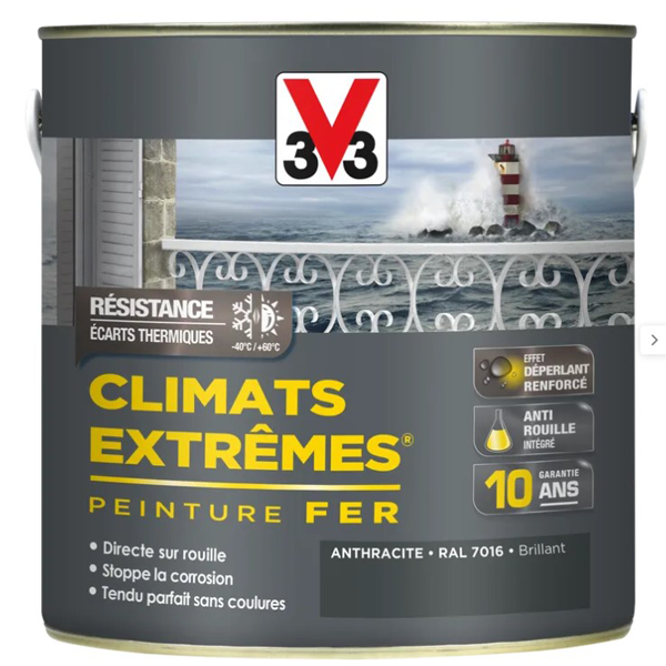 Peintures Antirouille Et Spéciales Fer Peinture Fer Spéciale Climats Extrêmes V33 Brillant Anthracite 0,25L – Image 3
