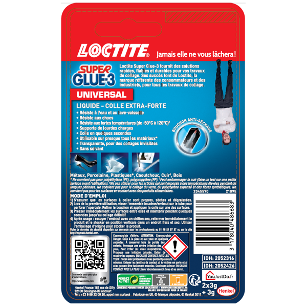 Colle Cyano Colle Liquide Extra-forte Super Glue-3 Loctite 2 Tubes + 1 Gratuit – Image 2