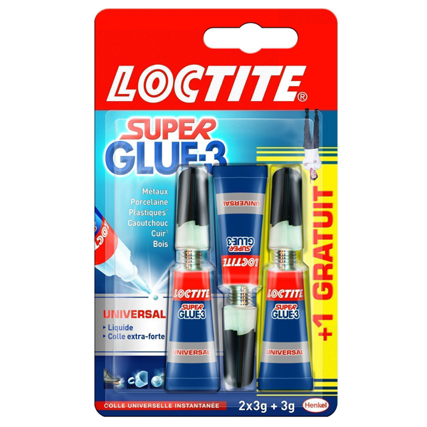 Colle Cyano Colle Liquide Extra-forte Super Glue-3 Loctite 2 Tubes + 1 Gratuit