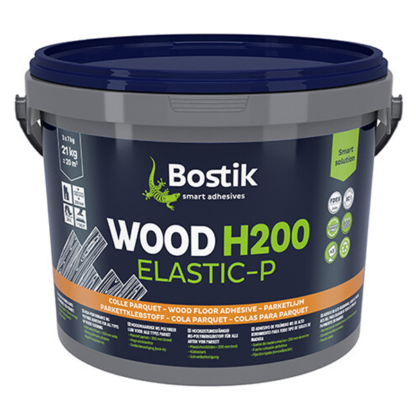 Colle Multi-usage Colle Parquet MS Polymère Wood H200 Elastic-P Bostik Seau 21kg 3 X 7kg