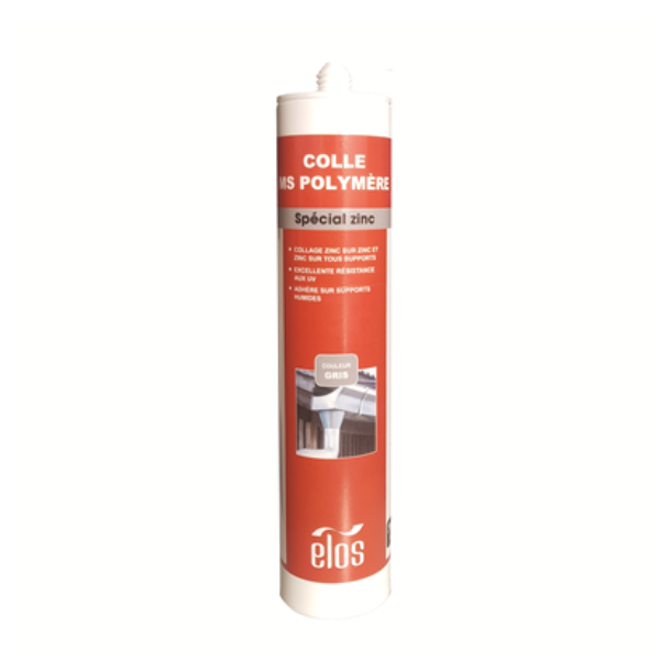 Mastic Pu Mastic Colle MS Polymère Spécial Zinc Elos 290 Ml Couleur Gris