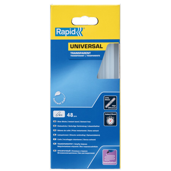 Pistolet à Colle Et Baton De Colle Colle Stick Bâton Multi-usages Rapid 190 Mm Ø 12 Mm Blanc X48 – Image 3