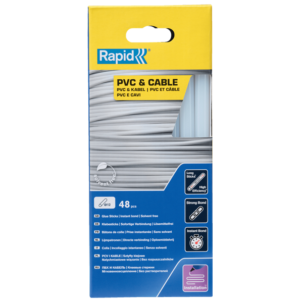 Décapant Et Colle Pvc Colle Stick Bâton PVC Câbles Rapid 190 Mm Ø 12 Mm Transparent X48 – Image 3