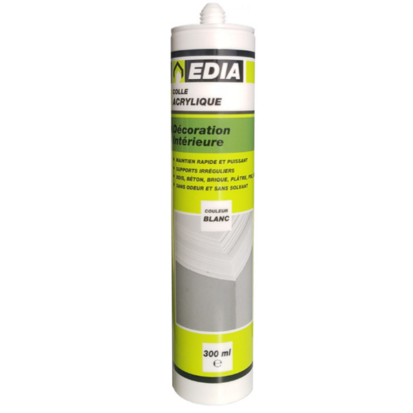 Colle Multi-usage Colle Acrylique Fixation Décoration Intérieure Edia 300 Ml Blanc – Image 2