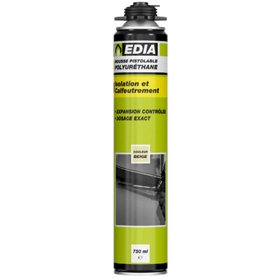Mousse Expansive Polyuréthane Mousse Expansive PU Pistolable Edia Aérosol 750ml Prêt à L'emploi Beige – Image 2