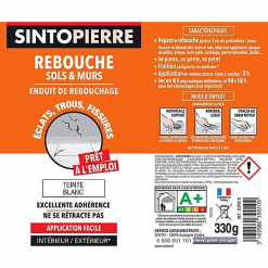 Mastic Et Préparation Support Mastic Rebouche Sols Et Murs Sinto Pierre Blanc Tube 330 Grammes