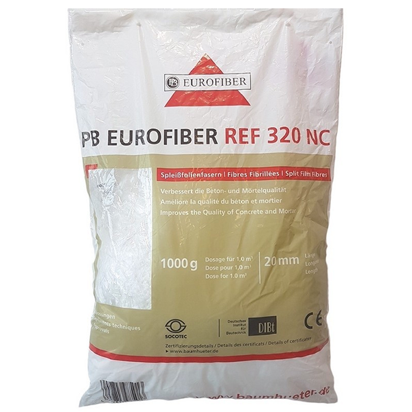 Eurofibres Baumhüter Produits Chimique Pour Le Béton Fibre Polypropylène Eurofibres 20 Mm Pour Béton Mortier Chape Sac 1 Kg