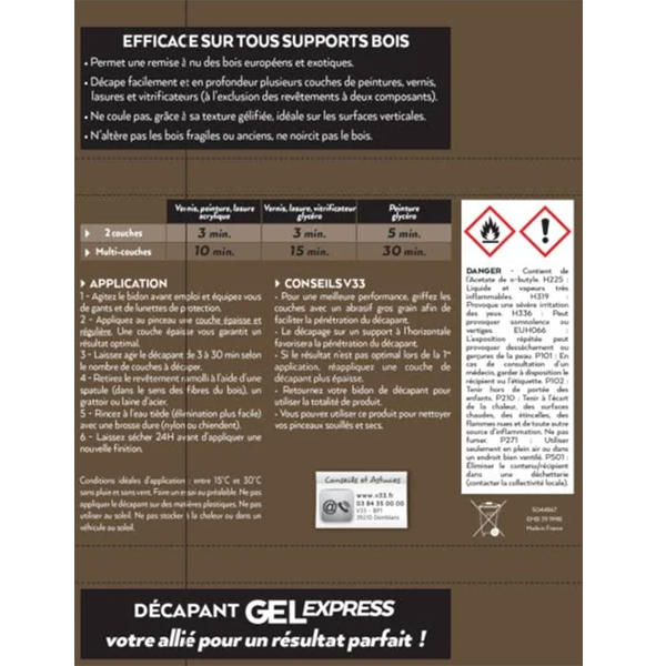 Traitement Du Bois Décapant Gel Express Bois Lasures Vernis Peintures V33 1 L – Image 5