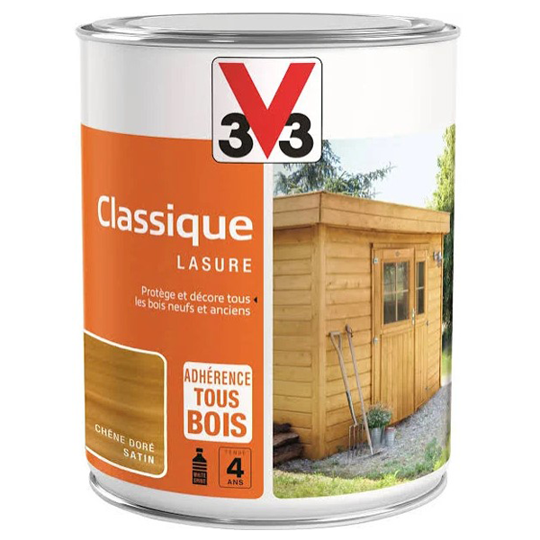 Lasure Pour Bois Lasure Classique V33 Bois Neufs Anciens Tenue 4 Ans Chêne Doré Satin 1L – Image 4