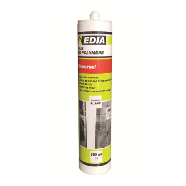 Mastic Pu Mastic Colle MS Polymère Universel Edia - Cartouche 290ml Couleur Blanc – Image 5
