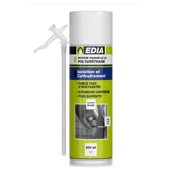 Mousse Expansive Polyuréthane Mousse Expansive Polyuréthane Manuelle LS Edia Blanc 500 Ml – Image 2
