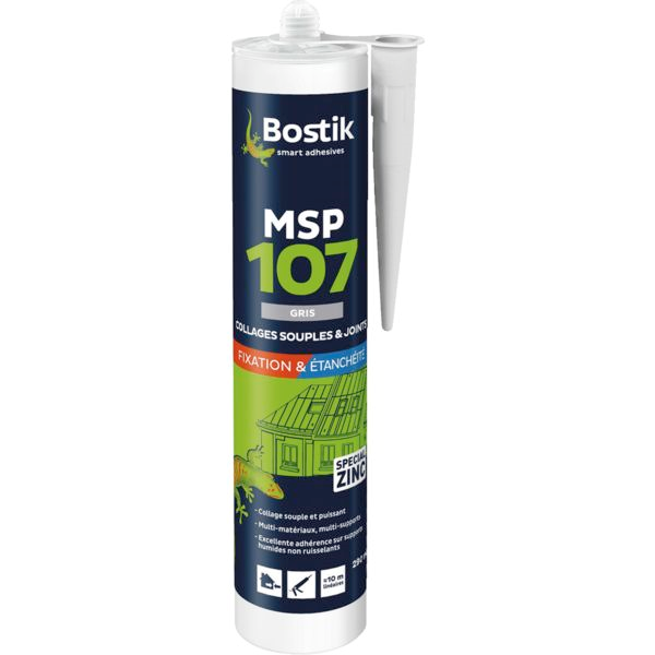 Mastic Pu Mastic Multi-usages Colle Et Joint - Bostik MSP 107 Gris - Cartouche 290MLT