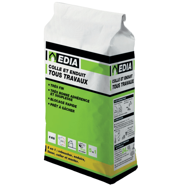 Enduits Colle Enduit Tous Travaux Intérieurs Edia Prête à Gâcher Sac De 5 Kg – Image 2