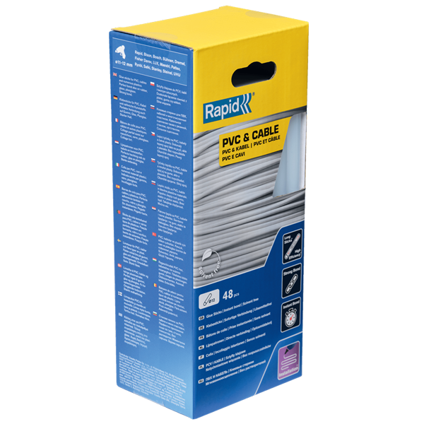 Décapant Et Colle Pvc Colle Stick Bâton PVC Câbles Rapid 190 Mm Ø 12 Mm Transparent X48 – Image 2