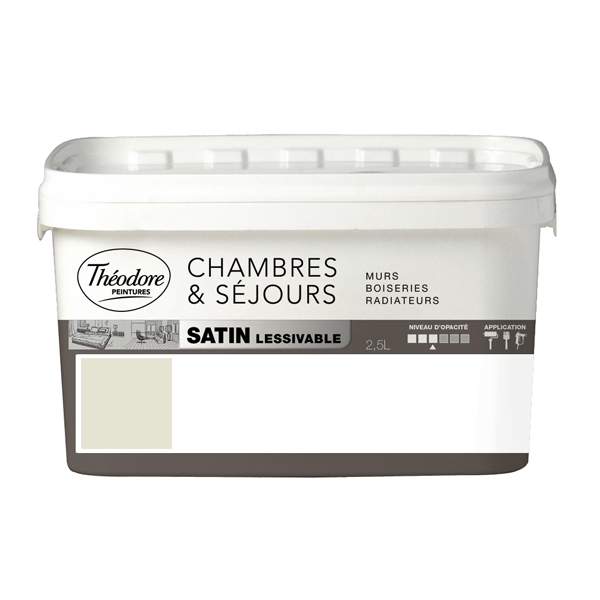 Theodore Peintures Peinture Murs Boiseries Et Radiateurs Peinture Acrylique Lessivable Théodore Peintures Brume Satin 2,5L – Image 2