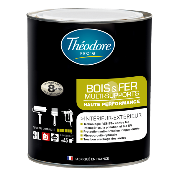 Théodore Prog Peintures Multi-matériaux Peinture Bois Fer Intérieur Extérieur Théodore Pro'G Blanc Satin 3L