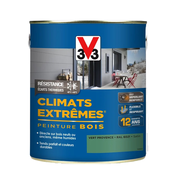 Peinture Exterieure Bois Peinture Bois Extérieurs V33 Climats Extrêmes Vert Provence Satin 500ml – Image 6