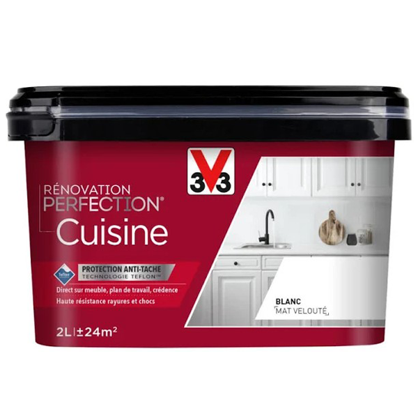 Peinture Pour Cuisine Et Salle De Bain Peinture Rénovation Perfection Cuisine V33 Blanc Mat Velouté Pot 2L – Image 5