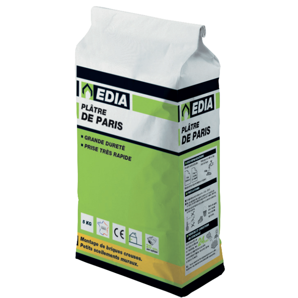 Ciment Et Mortier Plâtre De Paris à Prise Rapide Maçonnerie Intérieure 5 Kg PLFIEDIA05 – Image 2