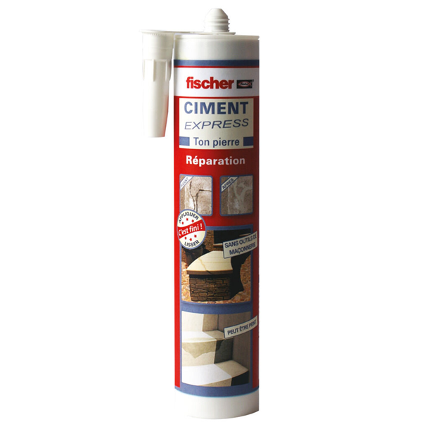 Fischer Mastic Acrylique Ciment Express Prêt à L'emploi - Ton Pierre - Cartouche De 310 Ml
