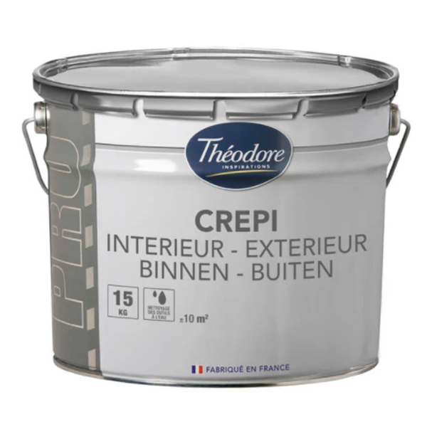 Theodore Peintures Peinture Pour Façade Crépi Décoratif Pour Intérieur Et Extérieur - Coloris Blanc - Seau De 15 Kg