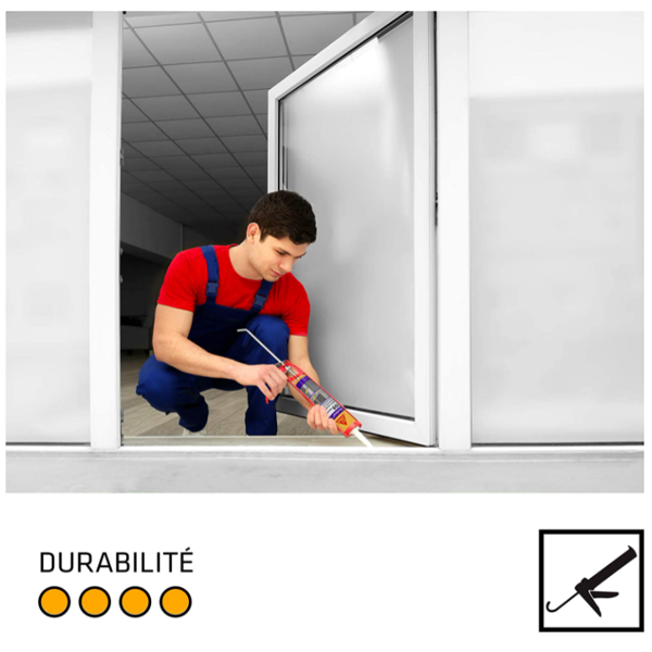 Mastic Acrylique Mastic Silicone Neutre Pour Menuiseries - SikaSeal 109 - Noir - Cartouche 300 Ml – Image 4