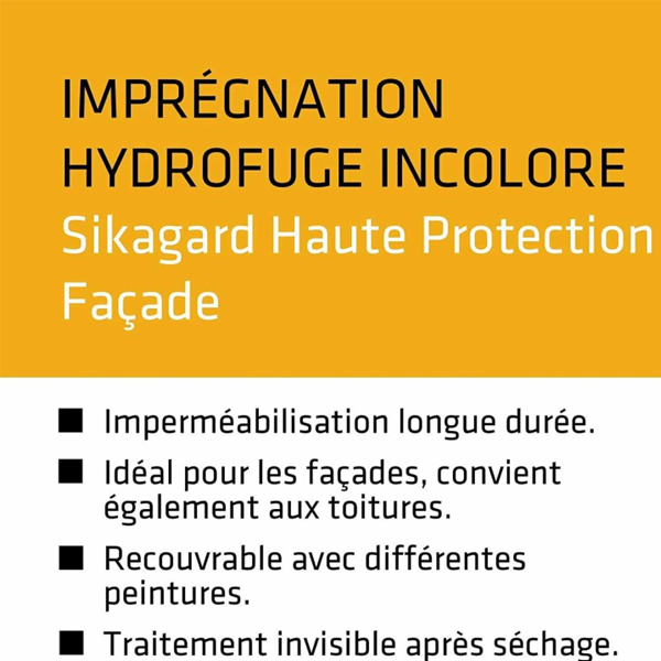 Produit Hydrofuge Et Imperméabilisant Imperméabilisant Hydrofuge Sikagard Protection Façade Incolore 5L – Image 5
