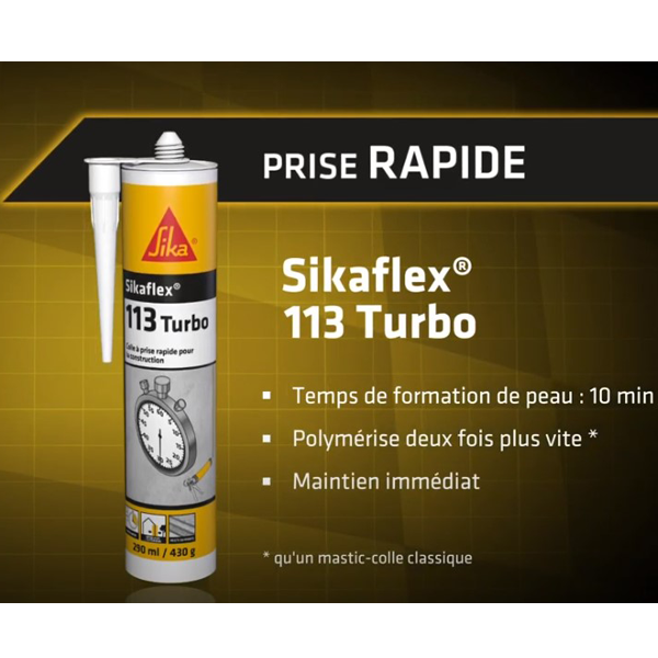 Mastic Pu Colle Prise Rapide Sikaflex 113 Turbo Blanc Cartouche 290 Ml – Image 4