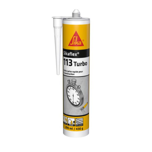Mastic Pu Colle Prise Rapide Sikaflex 113 Turbo Blanc Cartouche 290 Ml – Image 3