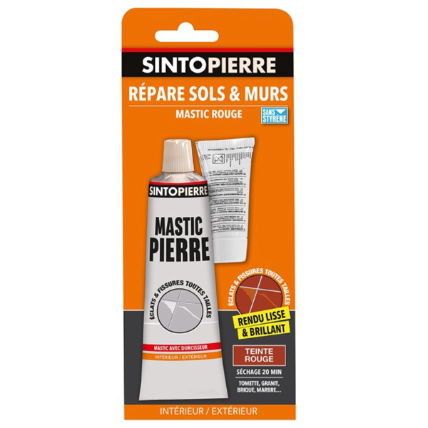 Mastic Et Préparation Support Mastic Répare Sols Murs Pierres Sinto Pierre Teinte Rouge Tube 66 Ml – Image 2