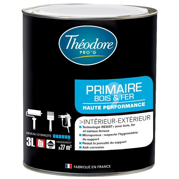 Théodore Prog Peintures Antirouille Et Spéciales Fer Sous-couche Anti-corrosion Bois Et Métaux Primaire Théodore Pro'G 3L