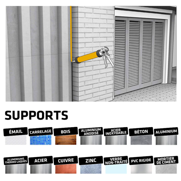 Mastic Acrylique Mastic Silicone Neutre Pour Menuiseries - SikaSeal 109 - Noir - Cartouche 300 Ml – Image 3