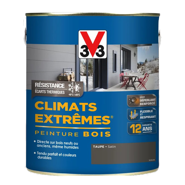 Peinture Exterieure Bois Peinture Bois Extérieurs V33 Climats Extrêmes Taupe Satin Pot 2L – Image 3