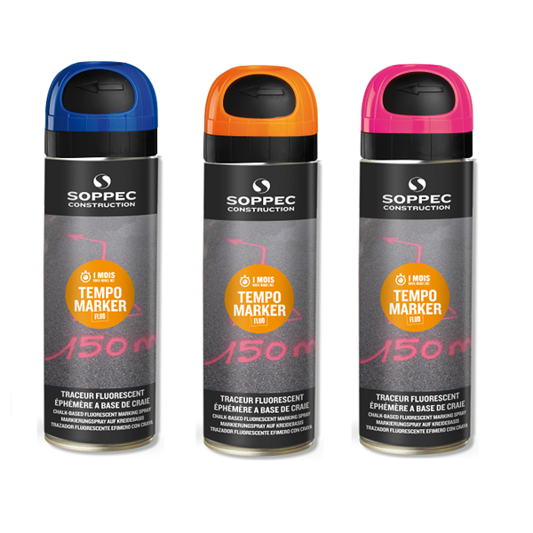 Peinture Traceur Tempo Marker 5 à 15 Jours Fluorescent Orange Soppec 141716