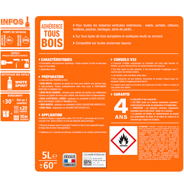 Lasure Pour Bois Lasure Classique V33 Bois Neufs Anciens Tenue 4 Ans Chêne Doré Satin 1L