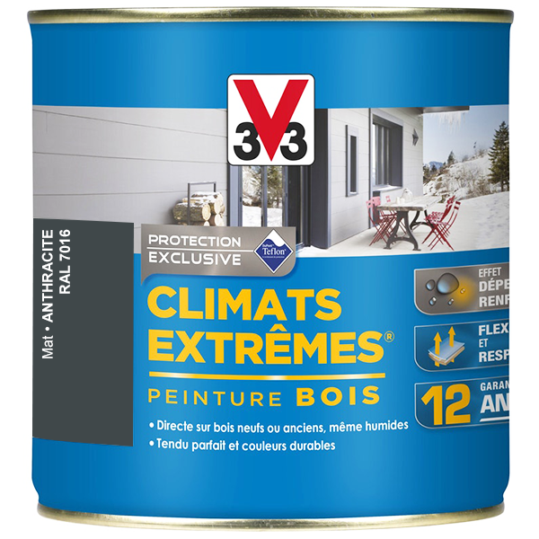 Peinture Exterieure Bois Peinture Bois Climats Extrêmes Mat Anthracite 500 Ml V33 106596 – Image 2