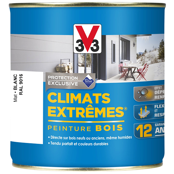 Peinture Exterieure Bois Peinture Extérieure Bois Climats Extrêmes Mat Blanc 500 Ml V33 106595 – Image 3