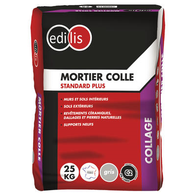 Mortier Et Colle Carrelage Mortier Colle Edilis Standard Plus Gris Sac De 25 Kg – Image 2