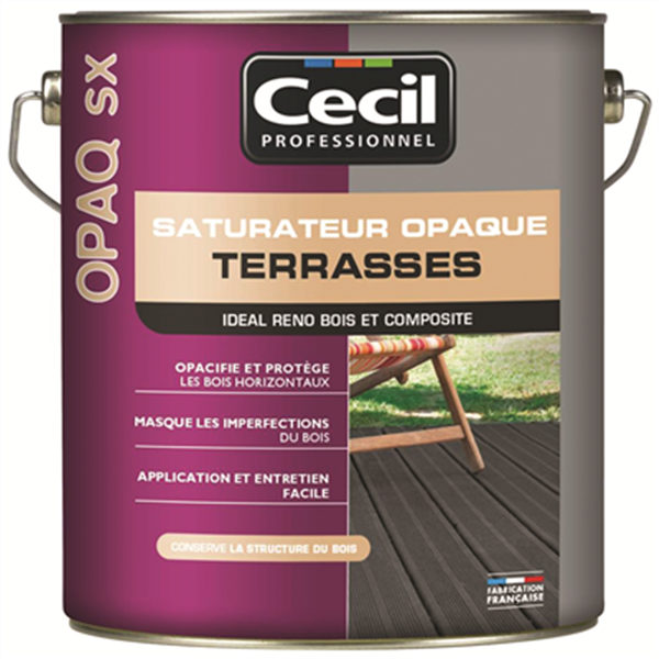 Traitement Du Bois Saturateur Opaque Terrasse Bois OPAQ SX Cecil Anthracite Mat 5L – Image 2