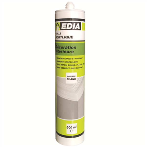 Colle Multi-usage Colle Acrylique Fixation Décoration Intérieure Edia 300 Ml Blanc