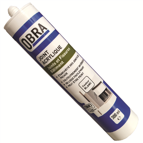 Mastic Acrylique Joint Et Fissure Obra - Cartouche De 300 Ml - Blanc