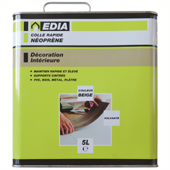 Colle Néoprène Et Dilluant Colle Rapide Néoprène Edia Tous Types Supports Beige Bidon 5 Litres