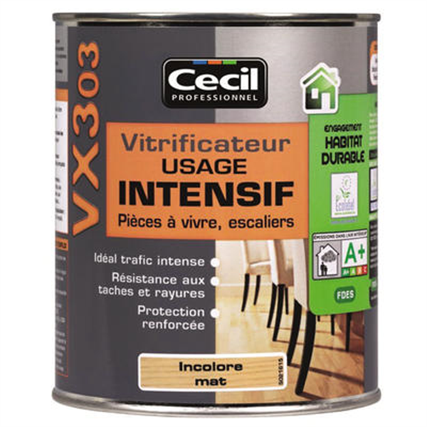 Vernis Bois Vitrificateur Parquet VX303 Cecil Usage Intensif Satiné Incolore 2,5L – Image 2